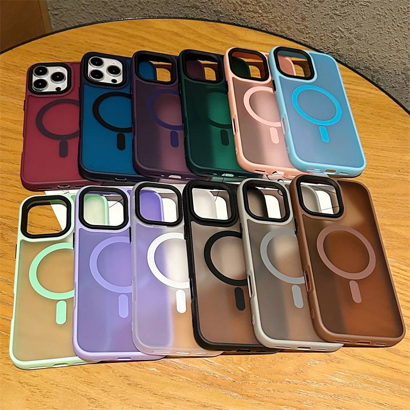 Matte Shockproof Armor for Magsafe Case For iPhone 17 air 16 15 14 Plus 13 12 11 Pro Max Wireless Charging Magnetic Hard PC Cover