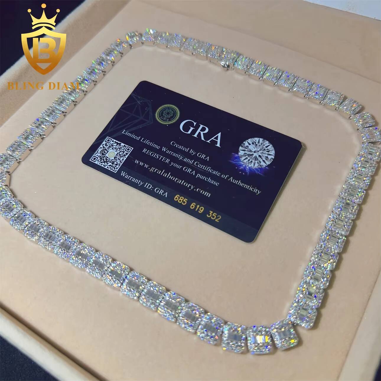 8mm Hip Hop Jewelry Iced Out Moissanite Diamond Sterling Silver 925 Cuban Link Chain Lab Grow Diamond Necklace