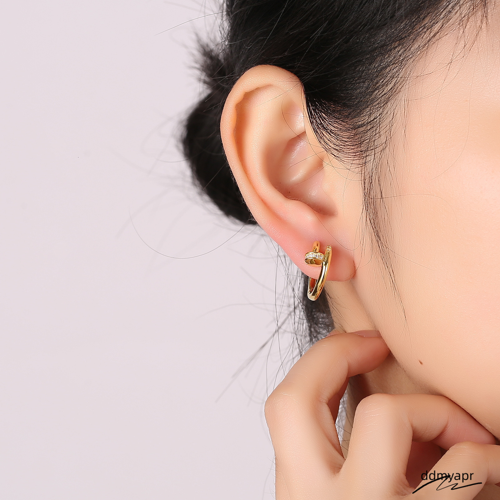 Designer Gold Plated Nail Stud Earring Paved AAA Cubic Zirconia Dia Fashion High-End Jewelry Wholesales Ddmydec Drop Shipping Ddmydec Ddmydec