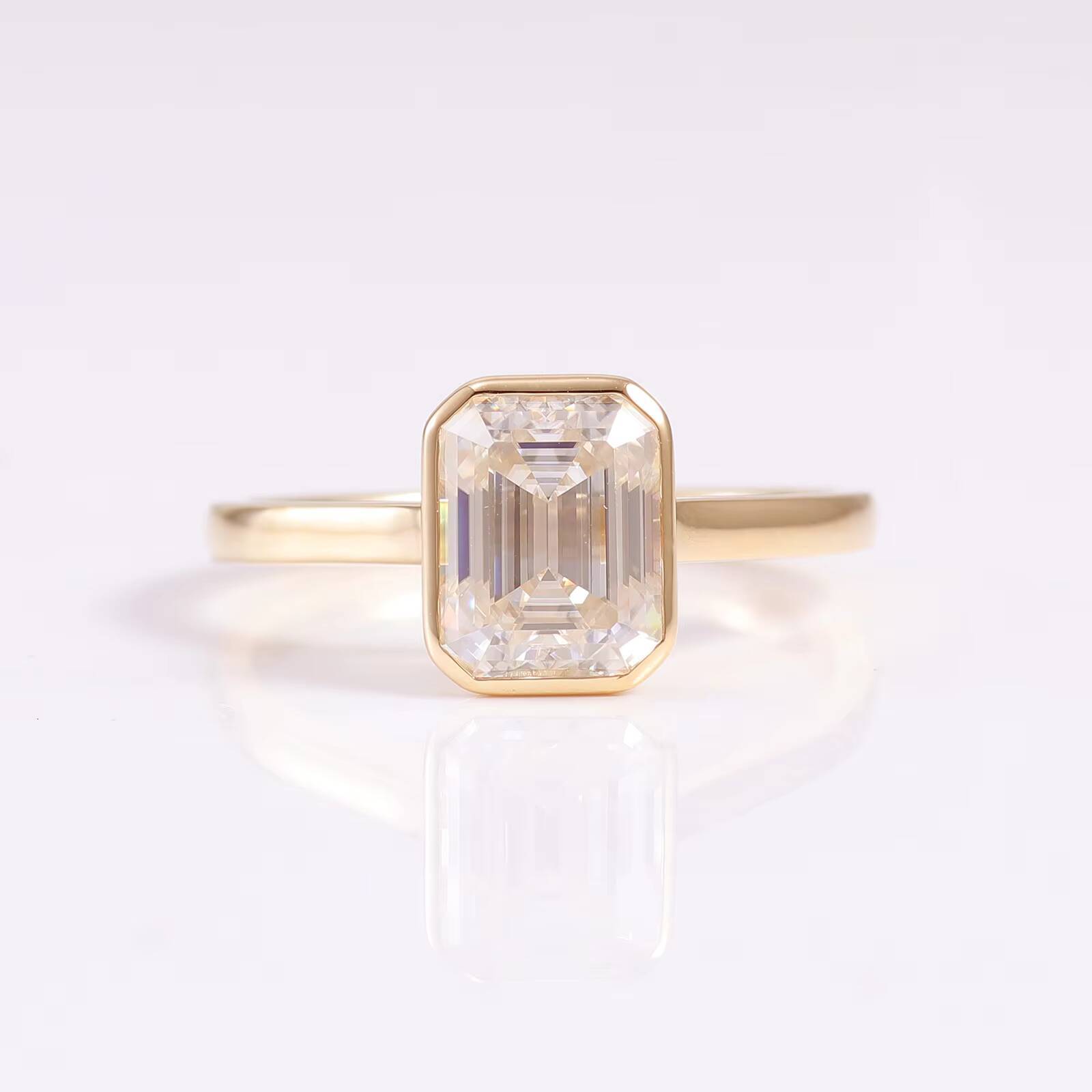 Manufacture Moissanite 2ct Emerald Cut Engagement Rings for Women D Color VVS1 14k Gold Diamonds Ring Moissanite Ring