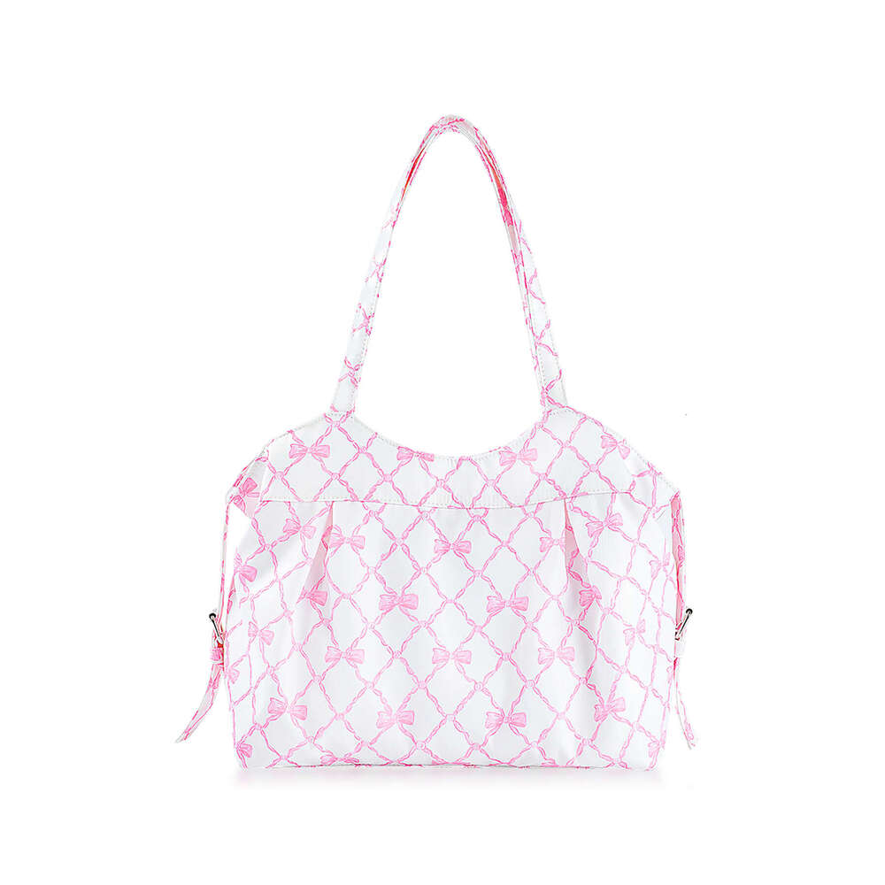 2025 New Pink Bow Single Shoulder Sweet Versatile Girl Shopping Tote Fashion Underarm Bag