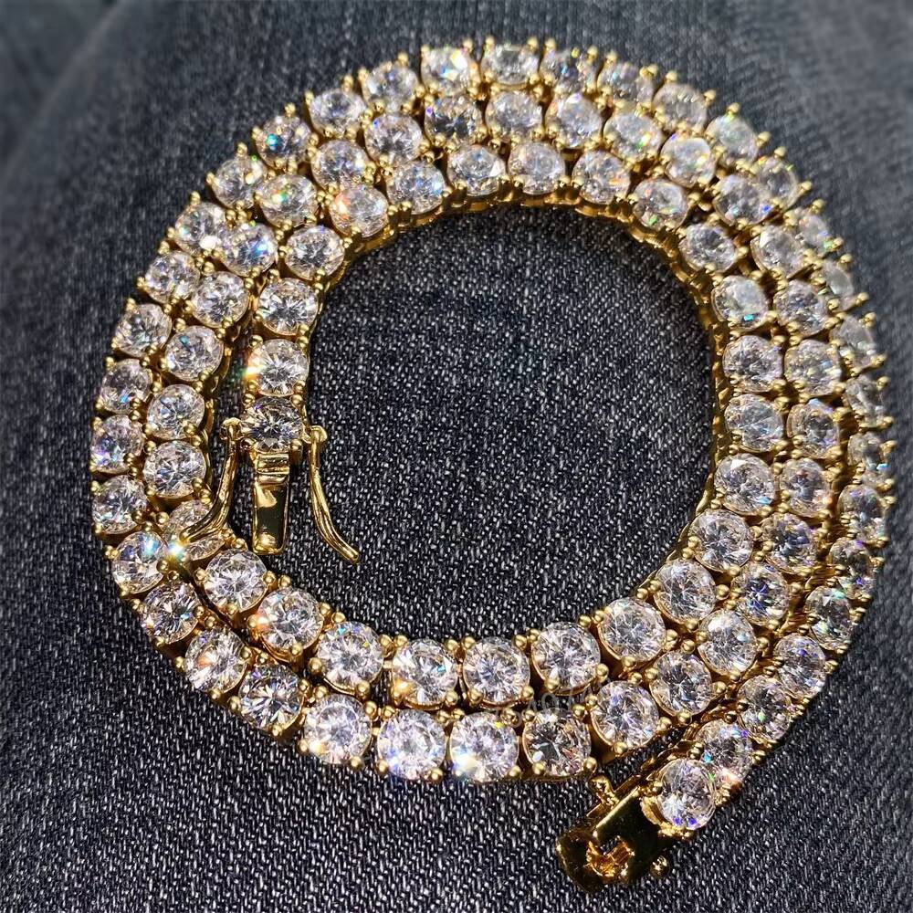 Hot Sale Fashion Jewelry Wholesale Price Iced Out 3mm 4mm 5mm 5a Moissanite Tennis Chain Brass Chain