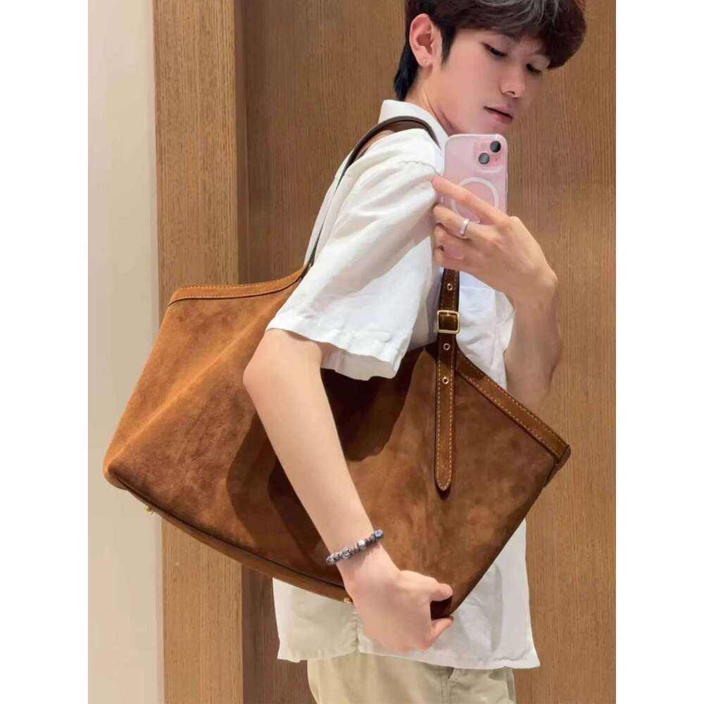 Designer Bag Tote Bag Shoulder Bag Suede Brown For Women 2025 New Relaxed Feel Large Capacity Commuter Genuine Leather Tote Bag