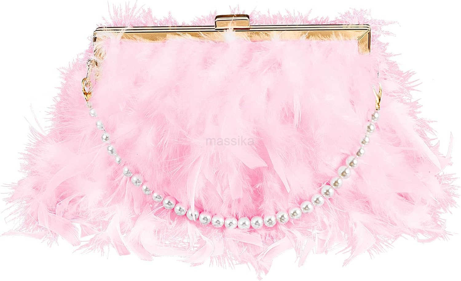 Feather Clutch Purses for Women Wedding Evening Bride Furry Purse Classy Fringe Glossy Designer M250912