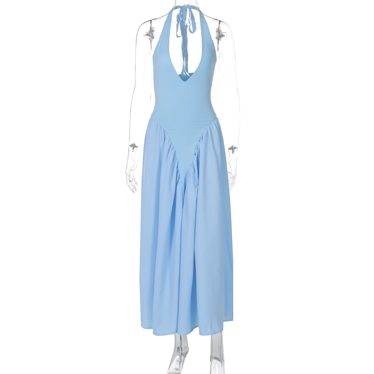 XR113 Hollow Halter Neck Dress with Large Swing