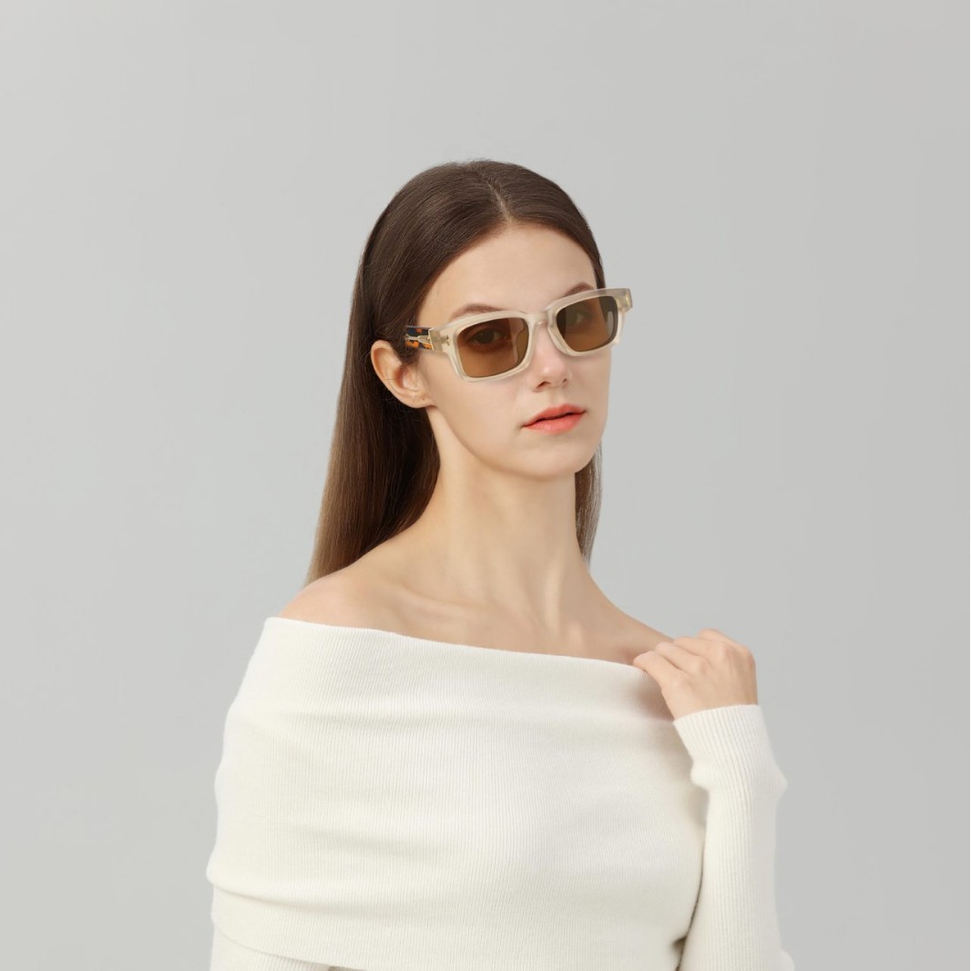 New Square framed Sunglasses with Beige Nails American Retro style High end Unisex Shades in European and American Fashion