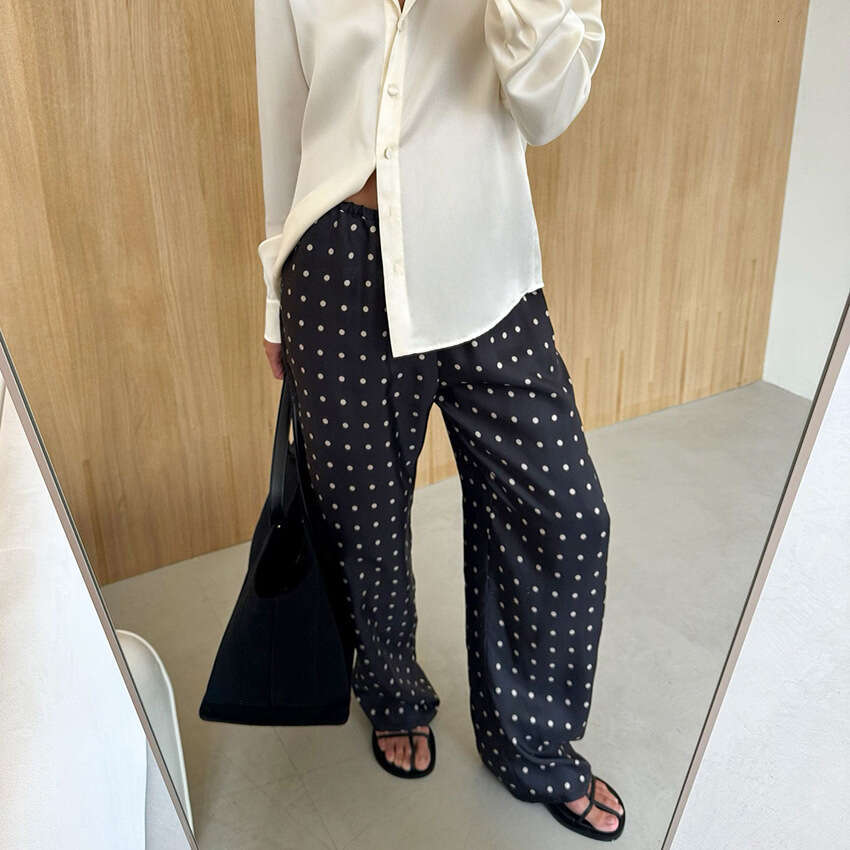 Autumn Winter New Loose Comfortable Polka Dot Long Straight Pants Design Sense Elegant Fashion Casual Commuting B3
