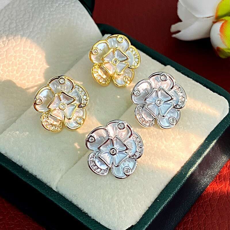 DH collections Exquisite Flower Shaped Ear Piercing - Friendly Stud Earrings for Women H260129