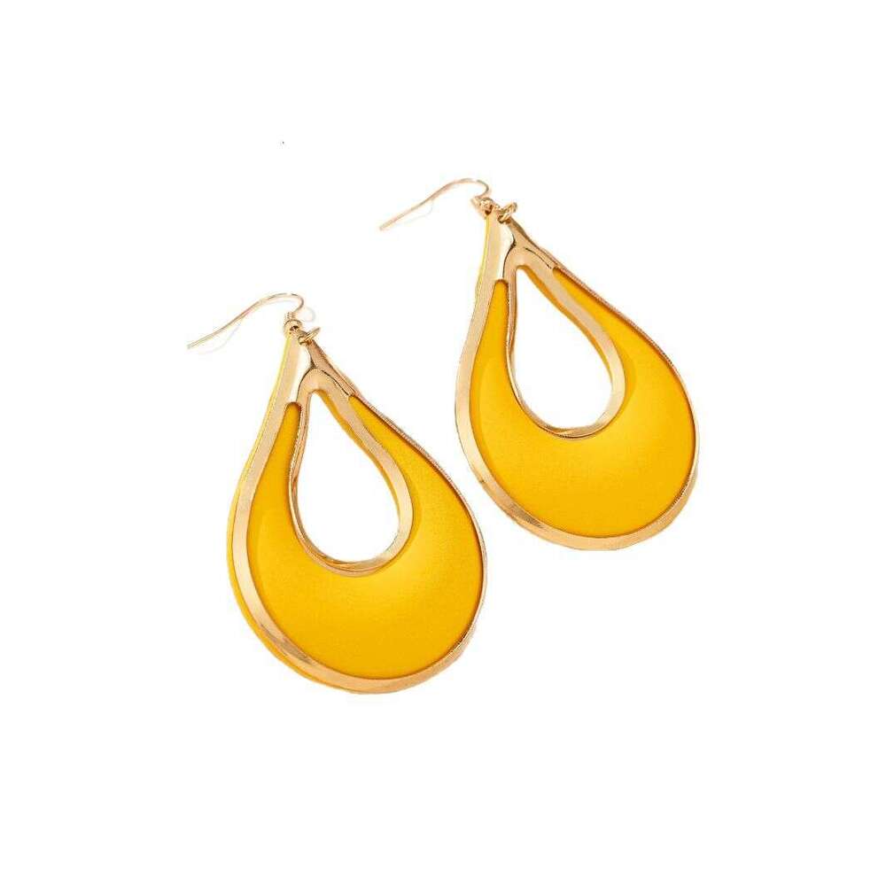 DHEssentials 2025 Hollow Drop Earrings - Waterdrop Shape, Multi-Color Painted, Bold Retro