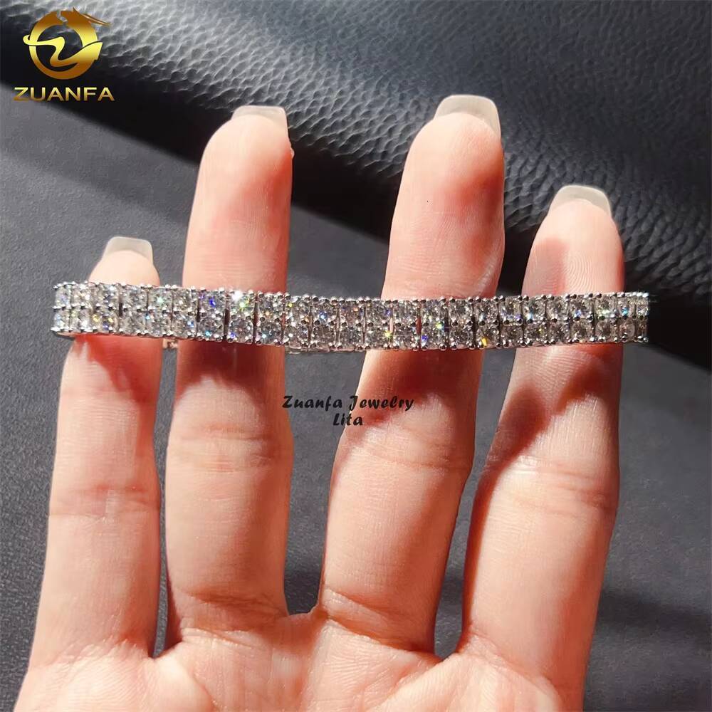Pass Diamond Tester 925 Silver 3MM Moissanite Double Rows 6MM Width Tennis Chain Bracelet