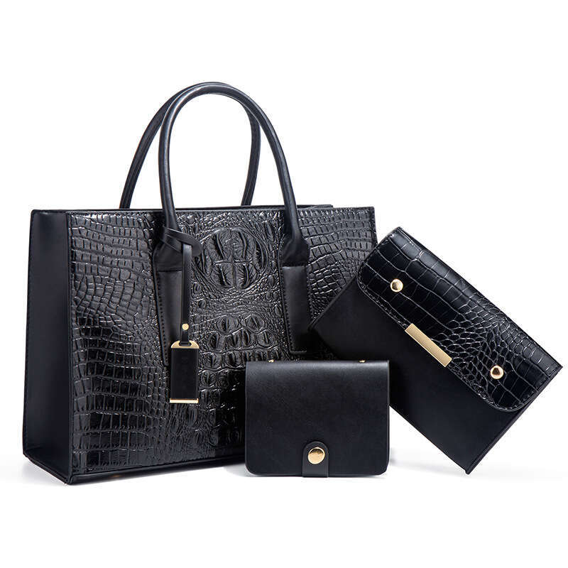 New Crocodile Pattern Handbag for Women Trendy Fashion Shoulder Large Capacity Three-Piece Set Mother and Child Bag
