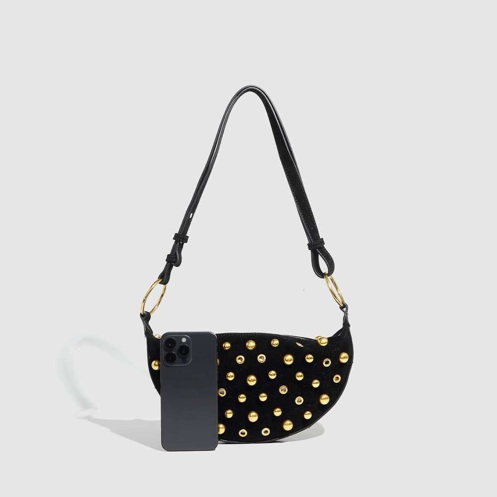 Trendy Punk Style Eyelet Mushroom Stud Single Shoulder Crossbody Bag for Women