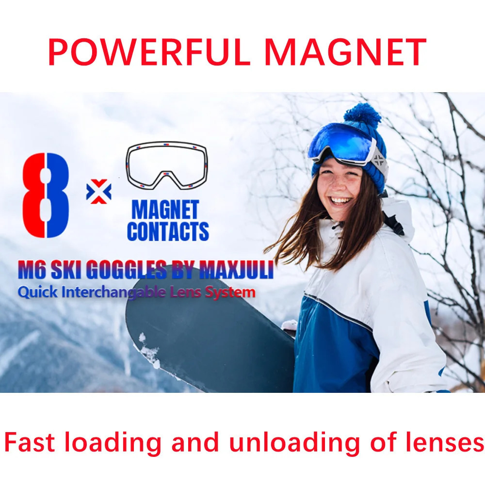 JULI Professional Magnetic Ski Goggles Double Layers Lens Antifog UV400 Big Mask Glasses Snowboard For Men Women 250906