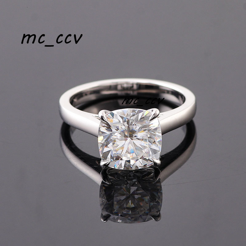 95mm Cushion Cut Moissanite Ring Big Size Stone 14k White Gold Ring Hot Sale Classic Style Fine Jewelry Rings