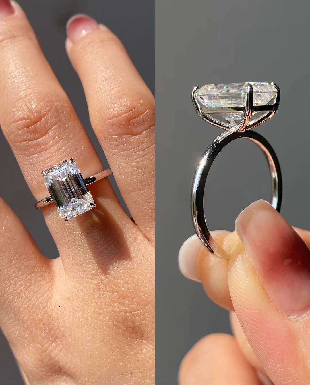 Engagement Wedding Party Emerald Cut 2ct DEF VVS 14k 18k Lab Grown Diamond Engagement Ring Certified Lab Grown Diamond Ring