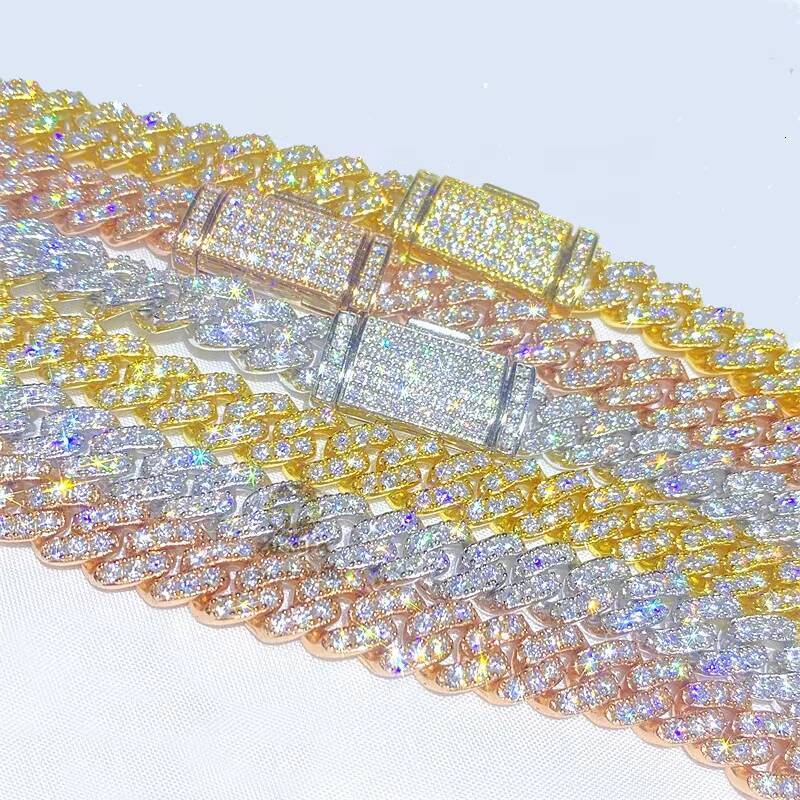 Hot Sell Vvs Moissanite Iced Out Bling Hip Hop 8mm Real Gold 10k Cuban Link Chain