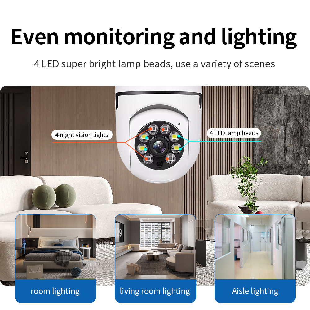 E27 Lamp Socket Bulb Camera Dual Light Full Color 360 Degree Wireless Home Remote Intelligent HD Surveillance Camera