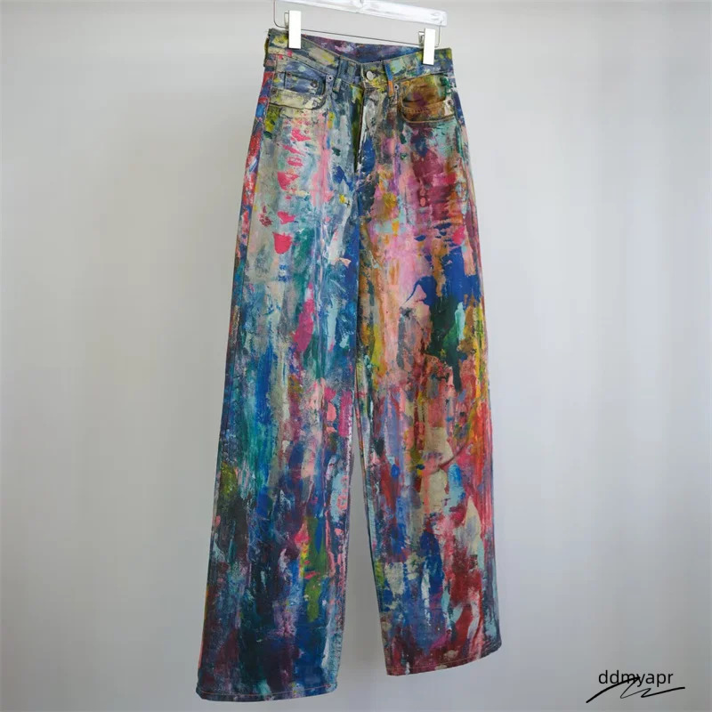 Womens Jeans 2025 Spring Painted Graffiti Pants Ddmydec Couple Style Loose Straight Leg Pure Cotton Wide 250107