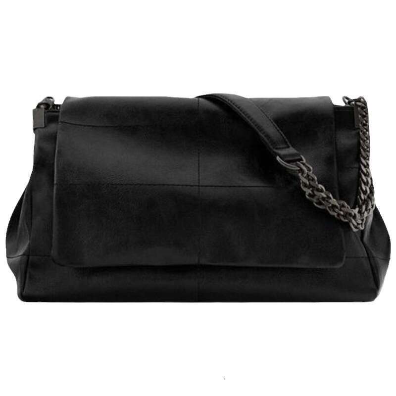 Z Brand Women's Fashion Versatile Large Capacity Commuter Chain Wandering Black Rock Style Flap Bag Trendy Single Shoulder Chic
