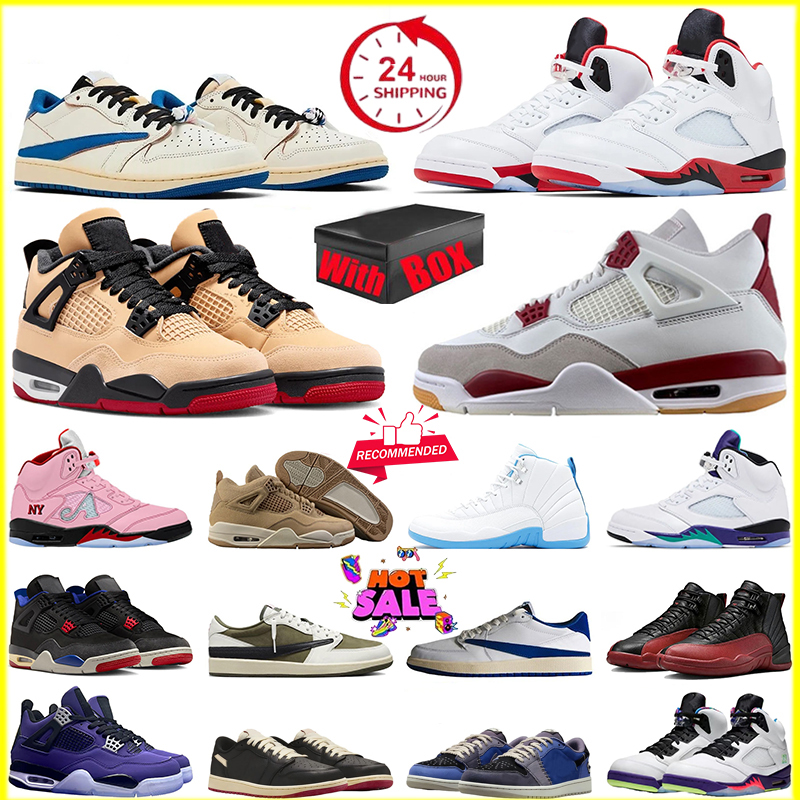 with box designer Basketball Shoes sneakers 5s pink Grape Black Cat pizza Cave Stone 4s University blue Rear Cozy Girl varsity red 12s melo 1s sail better with time 36-47