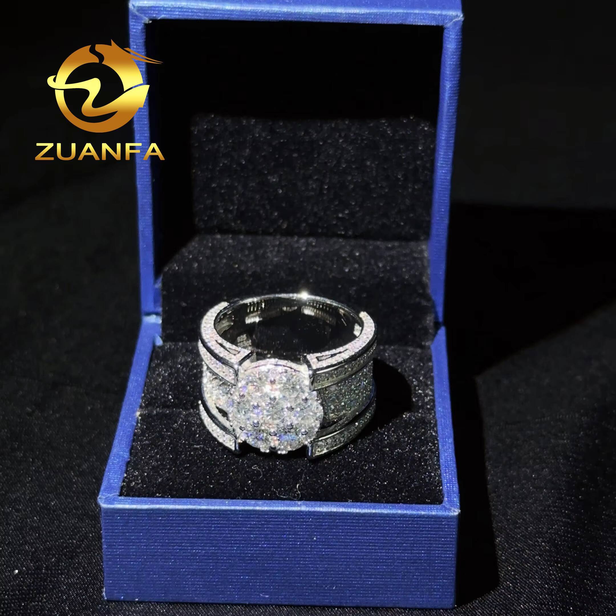 Hot Selling Trendy 10Style Silver 925 Iced Out Rings Fashion Mens Gold Plated Bling Hip Hop Cuban Ring Moissanite Diamond