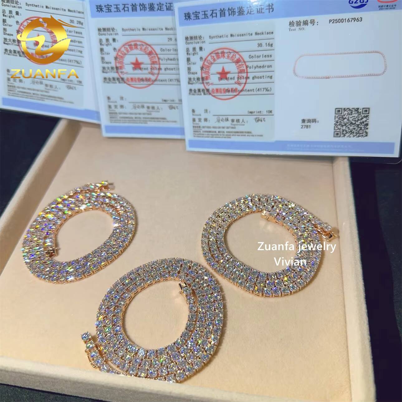 Fine Jewelry 4MM Customized 10K Real Gold D Color VVS Moissanite Diamond Men Women Moissanite Tennis Chain Necklace