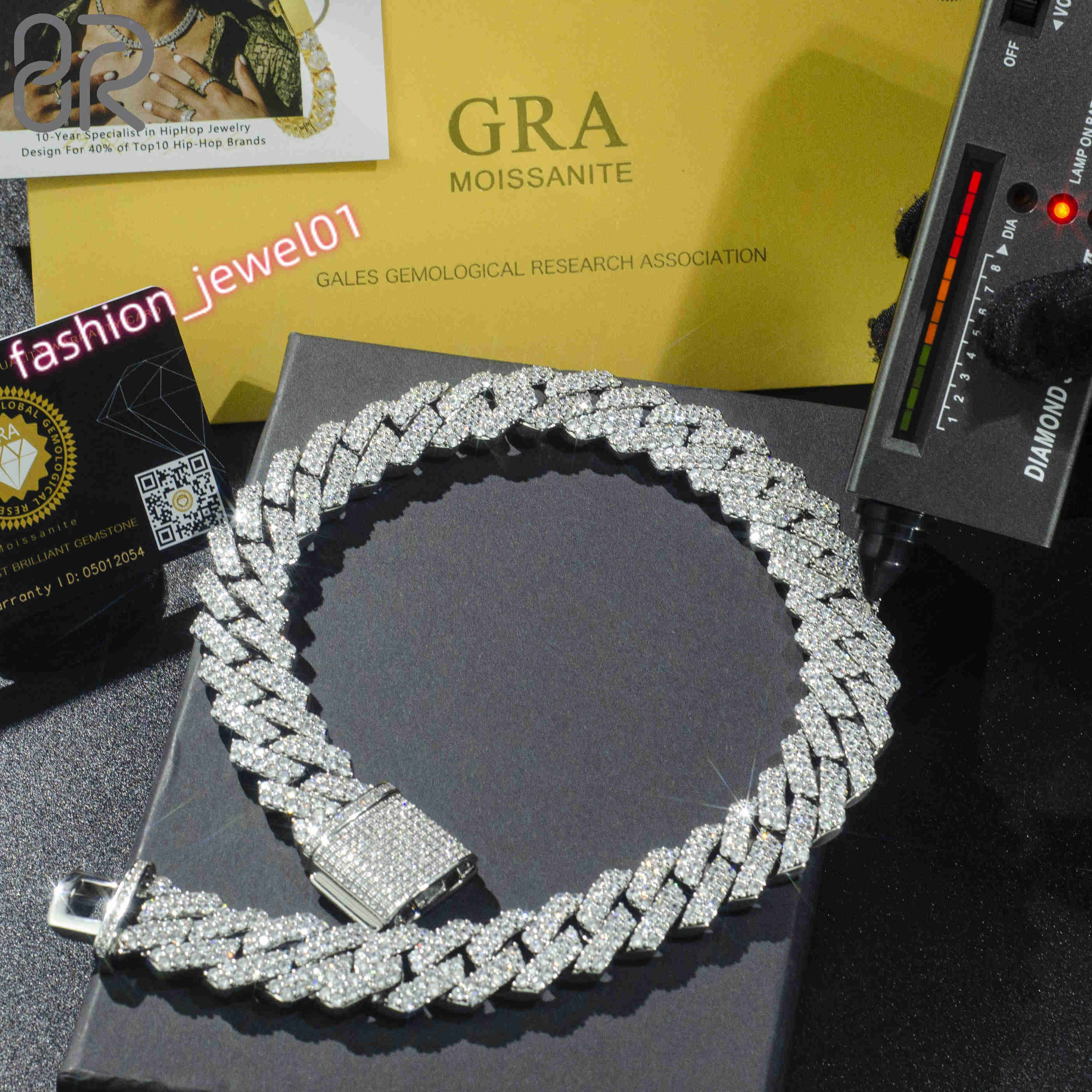 18mm 18 VVS Moissanite Cuban Link Chain Necklace Custom Thick Bling 925 Sterling Silver Hip Hop Rapper Fine Jewelry