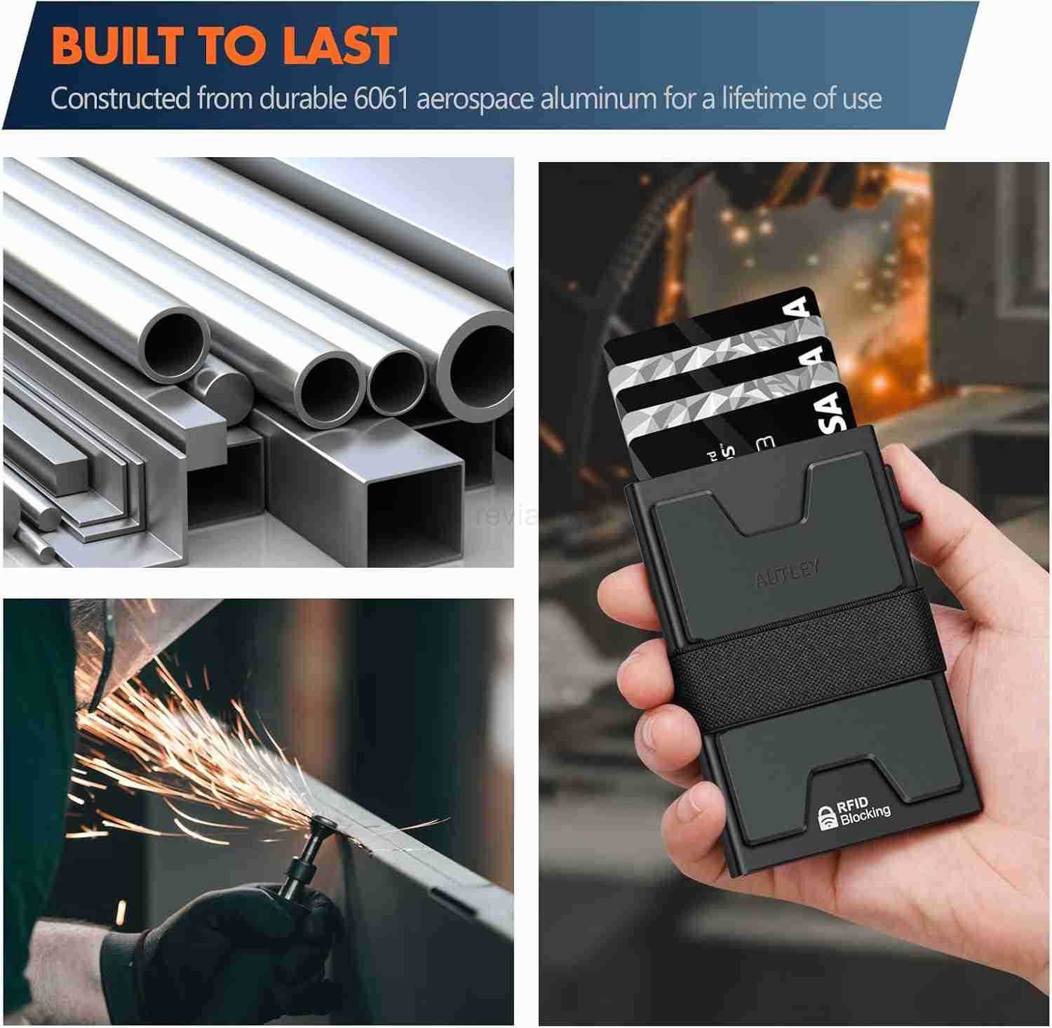 Slim Card Holder Minimalist Pop Up Wallet for Men RFID Blocking Mens Wallet with Cash Band BlackW250906