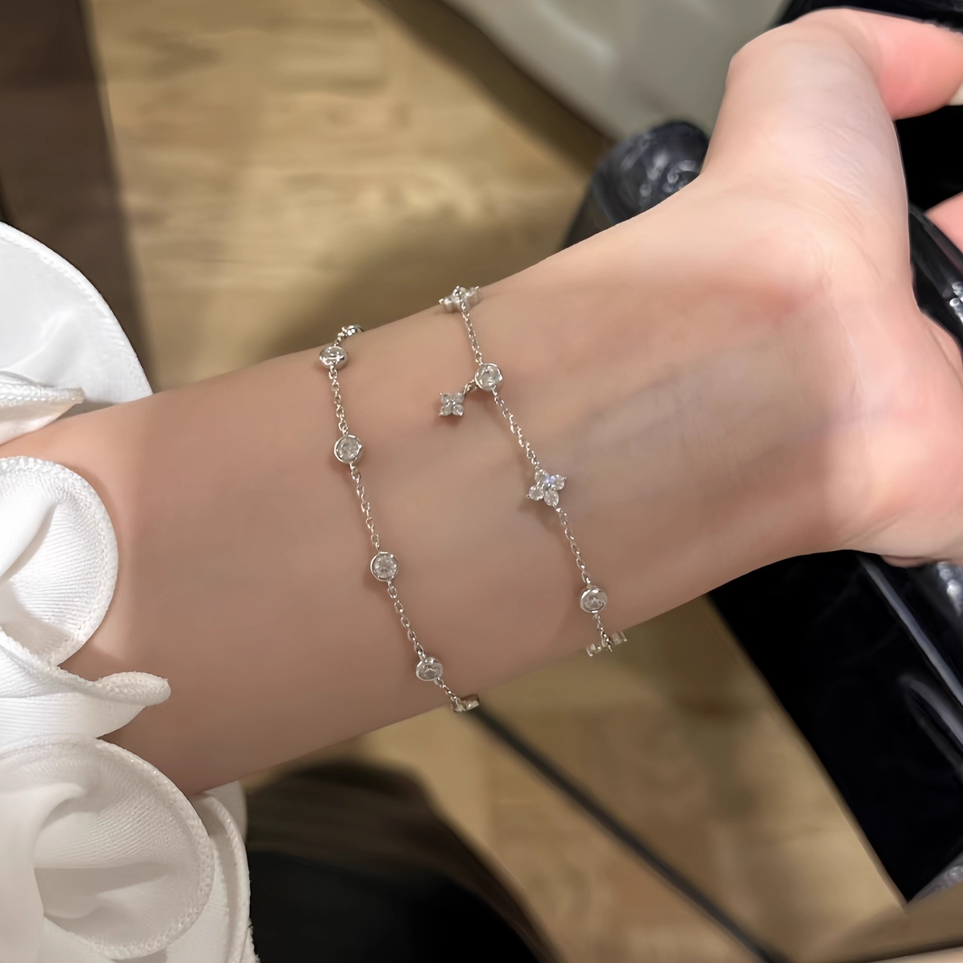Zircon Flower Korean Style Simple High-end Feel Bracelet Niche Temperament Versatile Jewelry for Women