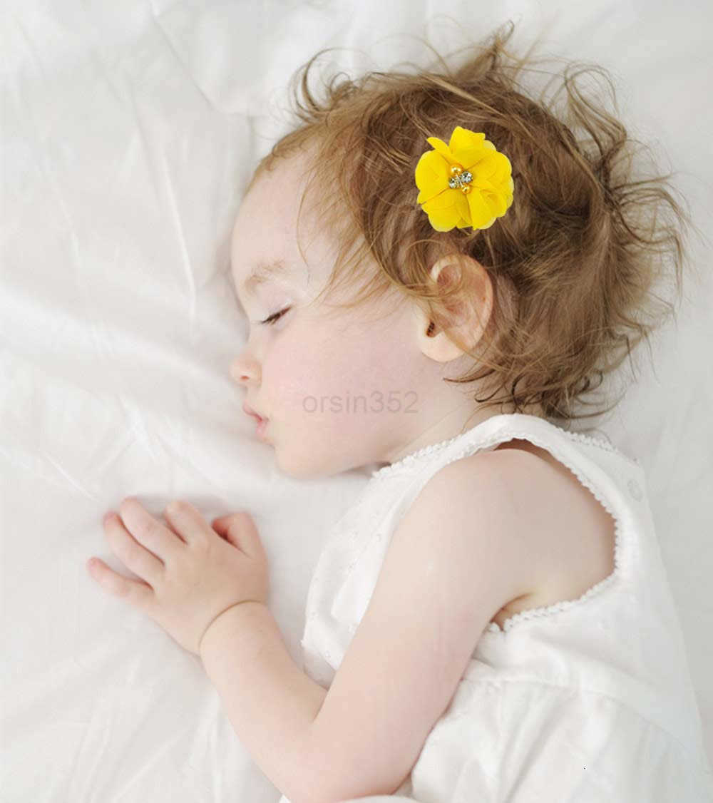 40 Pack20 Pairs 2 Solid Chiffon Flower with Rhinestones Pearls Ponytail Pigtail Alligator Hair Clips Barrettes 2 Inch Small Floral Bows Accessories fo