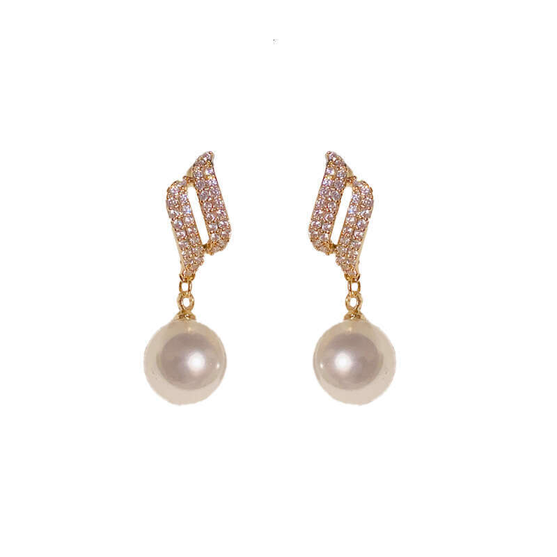 DHpet Needle High-end Angel Wings Pearl Korean Fashion Unique Design Sense Temperament Internet Celebrity Earrings