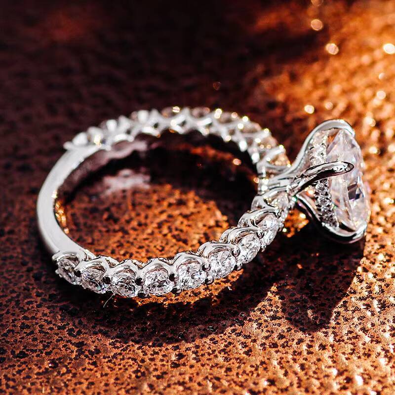 DVVS1 Oval Brilliant High Quality Cultured Diamond Moissanite Womens Engagement Ring 18k White Gold Fine Jewelry