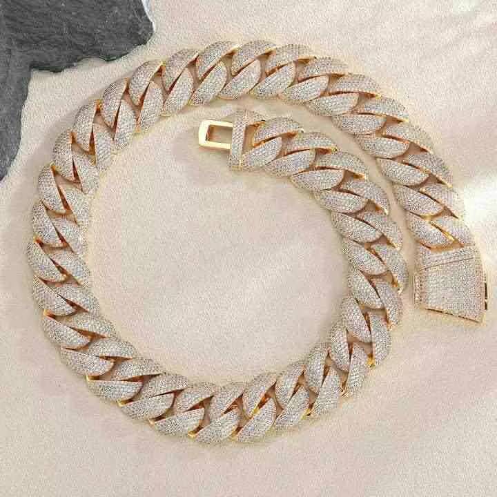 VOAINO Custom 14K 18k Gold 21mm 6 Rows Hip Hop Iced Out Diamond Necklace Cuban Link Chain for Men Women