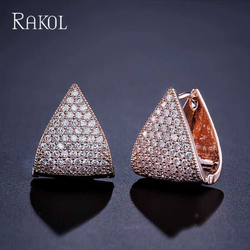 DH collections Korean - style Creative Geometric Triangular Earrings with Micro - set AAA Zircons