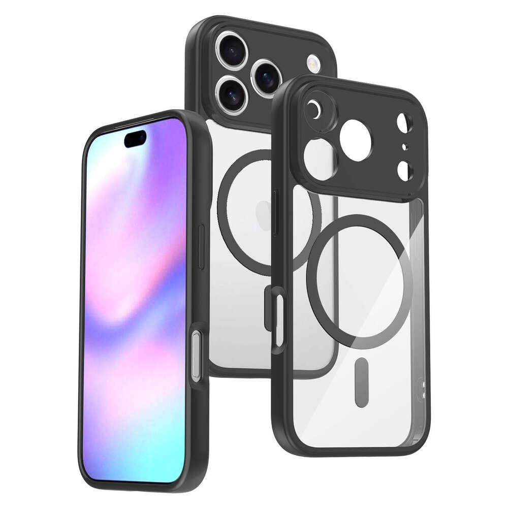 DHgargets Apple 17 Phone Case Transparent Magnetic iPhone 16e Shockproof Upgraded Lens Precision Hole 15 Pro Max Protective Cover