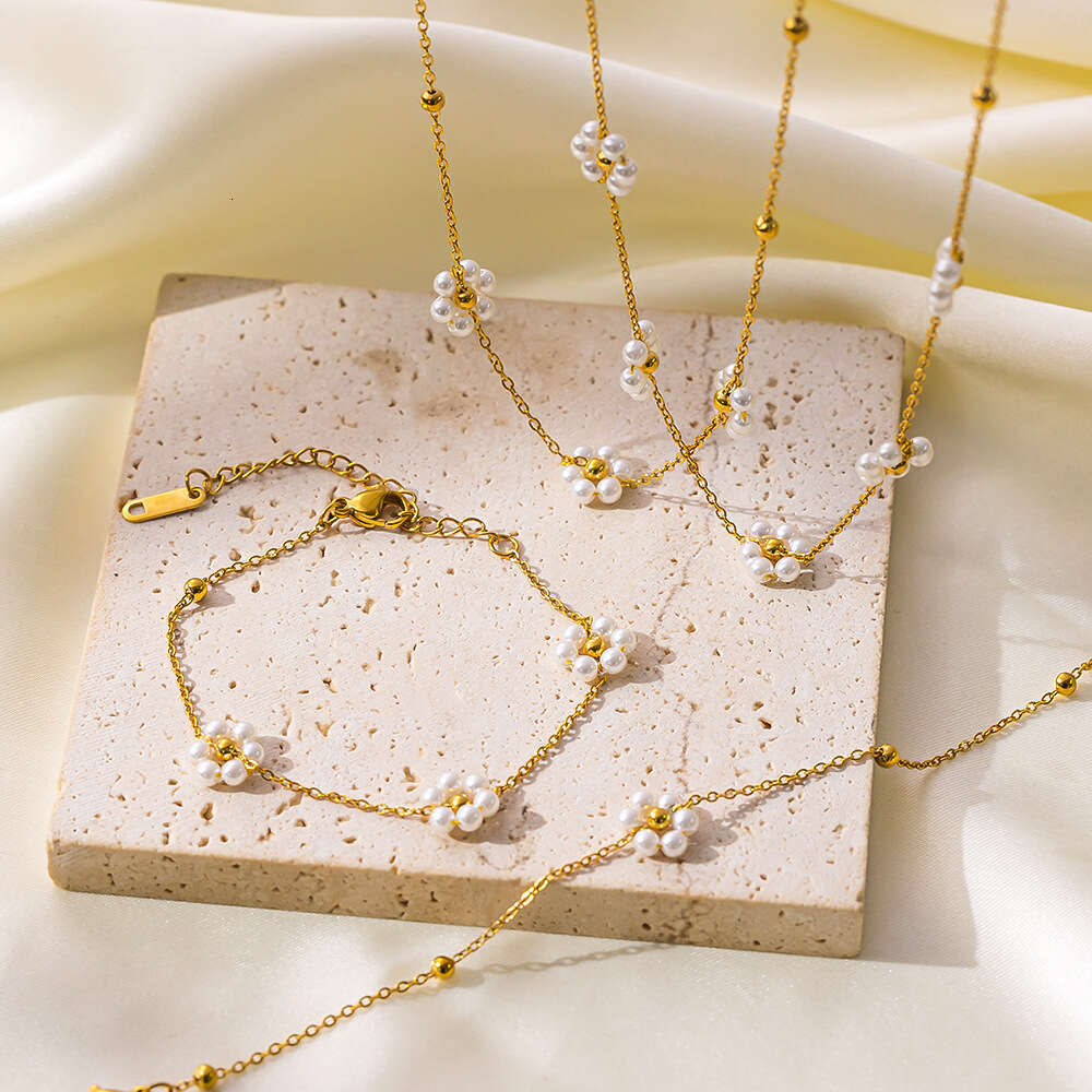 DHpet Spring Handmade Beaded Flower Pearl Collarbone Necklace