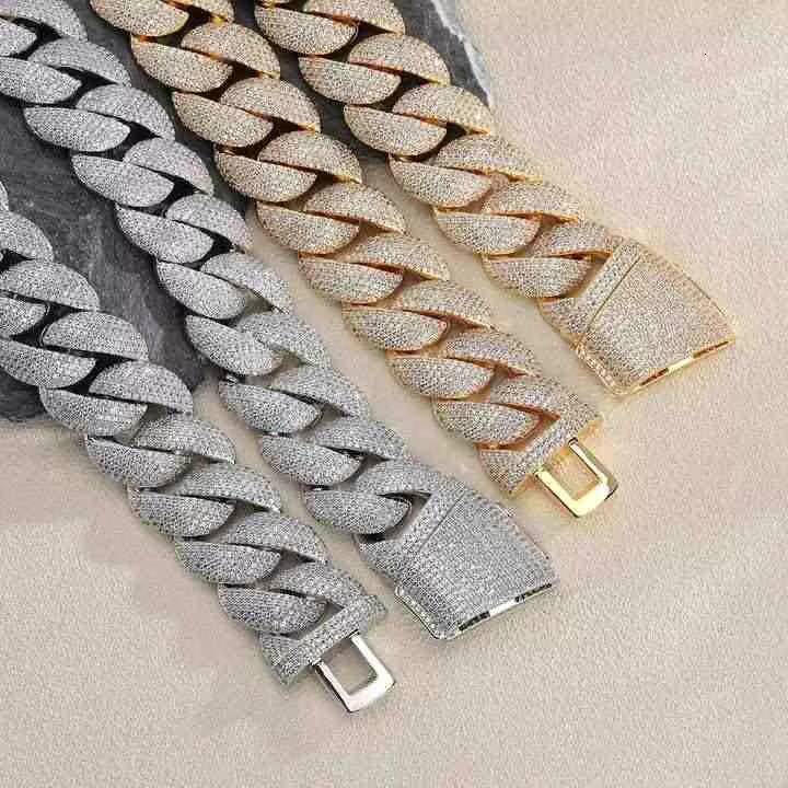 VOAINO Custom 14K 18k Gold 21mm 6 Rows Hip Hop Iced Out Diamond Necklace Cuban Link Chain for Men Women