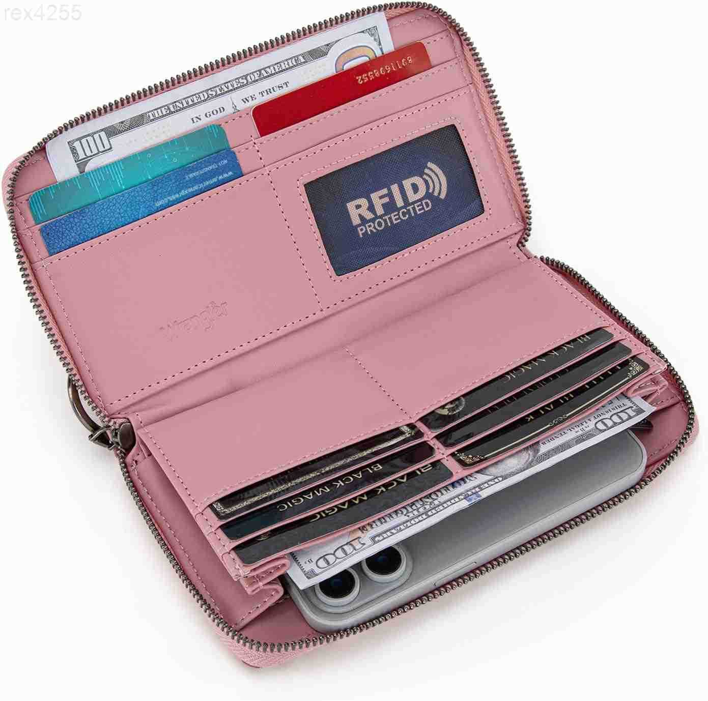 Pink Wallet for Women Ladies Female Leopard Print Large Wristlet Wallets Card Cases Money Organizers CluTCh Phone Wallets WESTern Zipper WalleW250906