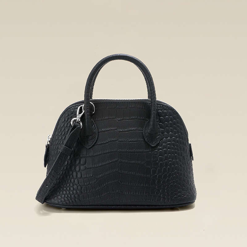 Shell Women's First Layer Cowhide 2025 New High-end Crocodile Pattern Genuine Leather Handbag Crossbody Bowling Bag
