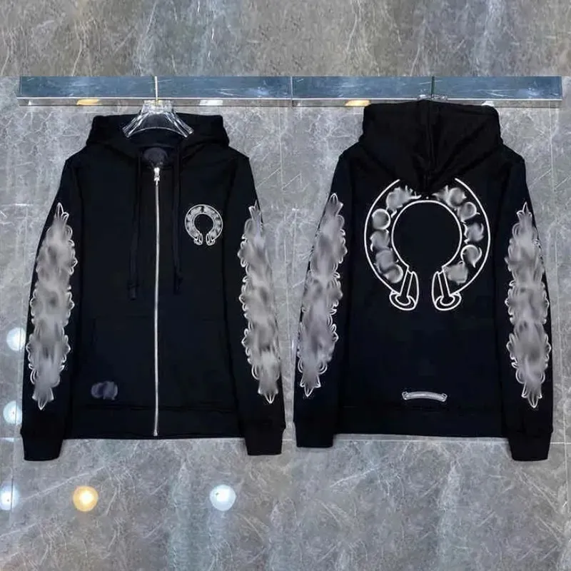 Chrome Mens Womens Hoodies Designer Hoodie Long Sleeved T-shirt Pullover Sanskrit Cross Printed Hooded Sweatshirts Cardigan Men Women Street Casual Zip Up Jackets