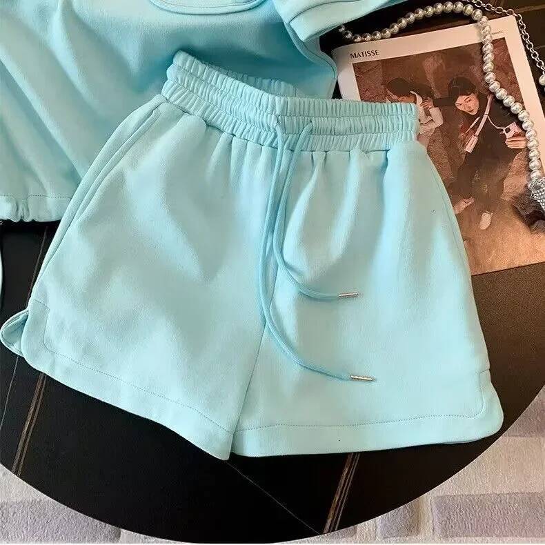 2025 Summer New Women's S Slant Neck Half Zipper Fashion design Casual Shorts Set Fashion Sports Designer Unique Set