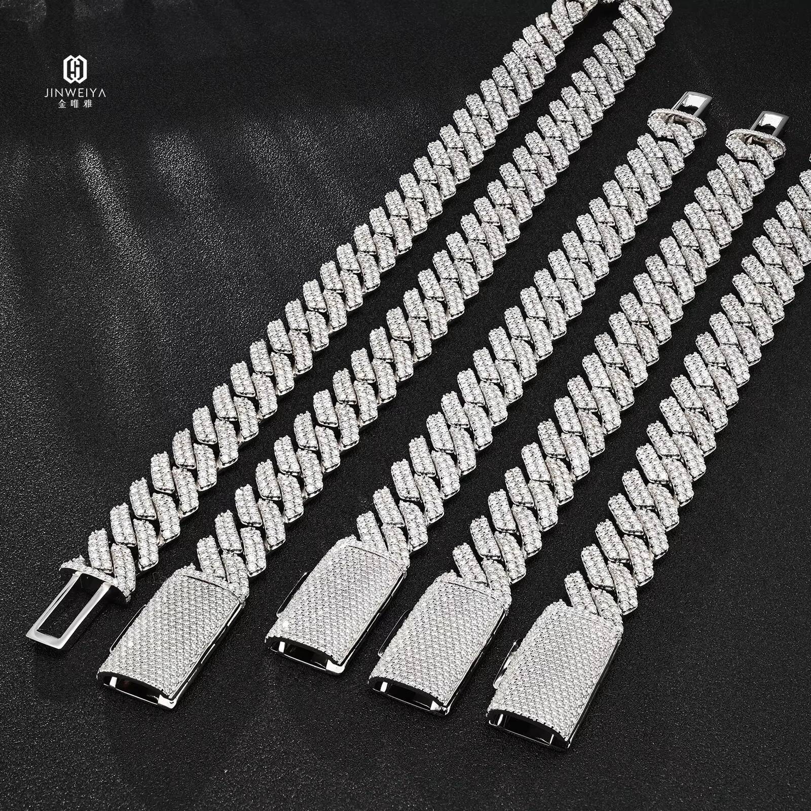 Wholesale Full Diamond Necklaces 14mm Moissanite Miami Cuban Link Chain Mens Gold Plated Cuban Link Chain Necklace