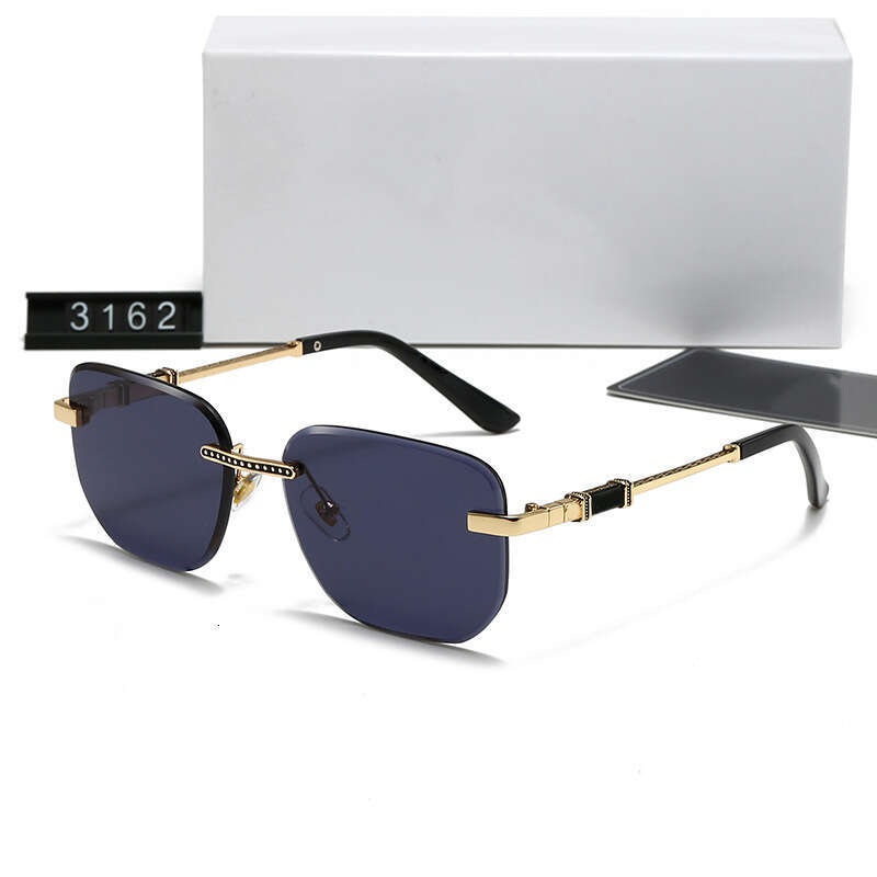 New Fashion Rimless for Men and Women Trendy Curved Surface Sunglasses UV Protection 3162 a4b