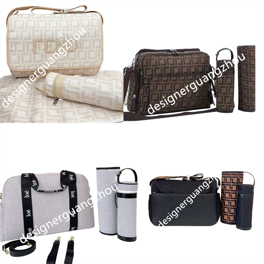 Designer style diaper waterproof mom bag 3 sets of diaper pouches baby zippers in pink black brown coffee color in various colors with checkered patterns B09