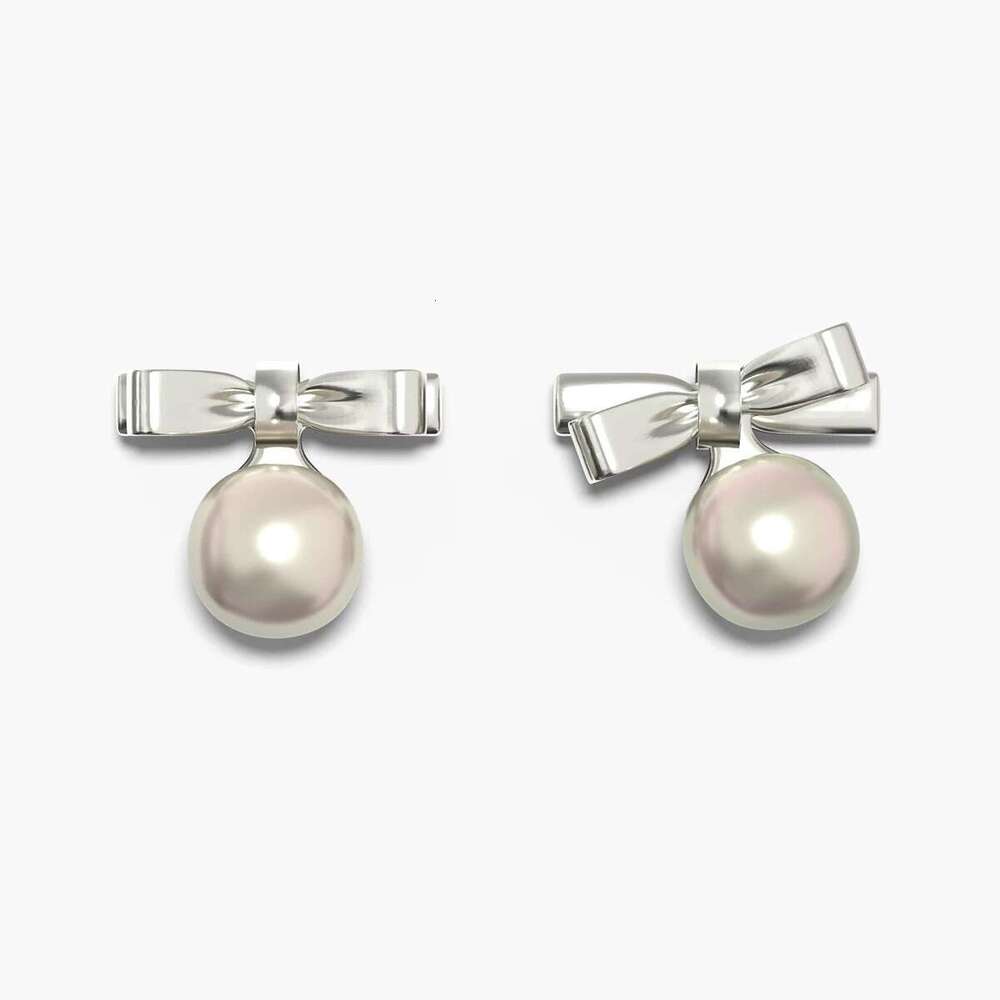 DHpet 2025 Dainty Bow Pearl Earrings - S925 Silver Dangling Pearl Studs, Electroplated Light Luxury Fashion Commute Jewelry for Women