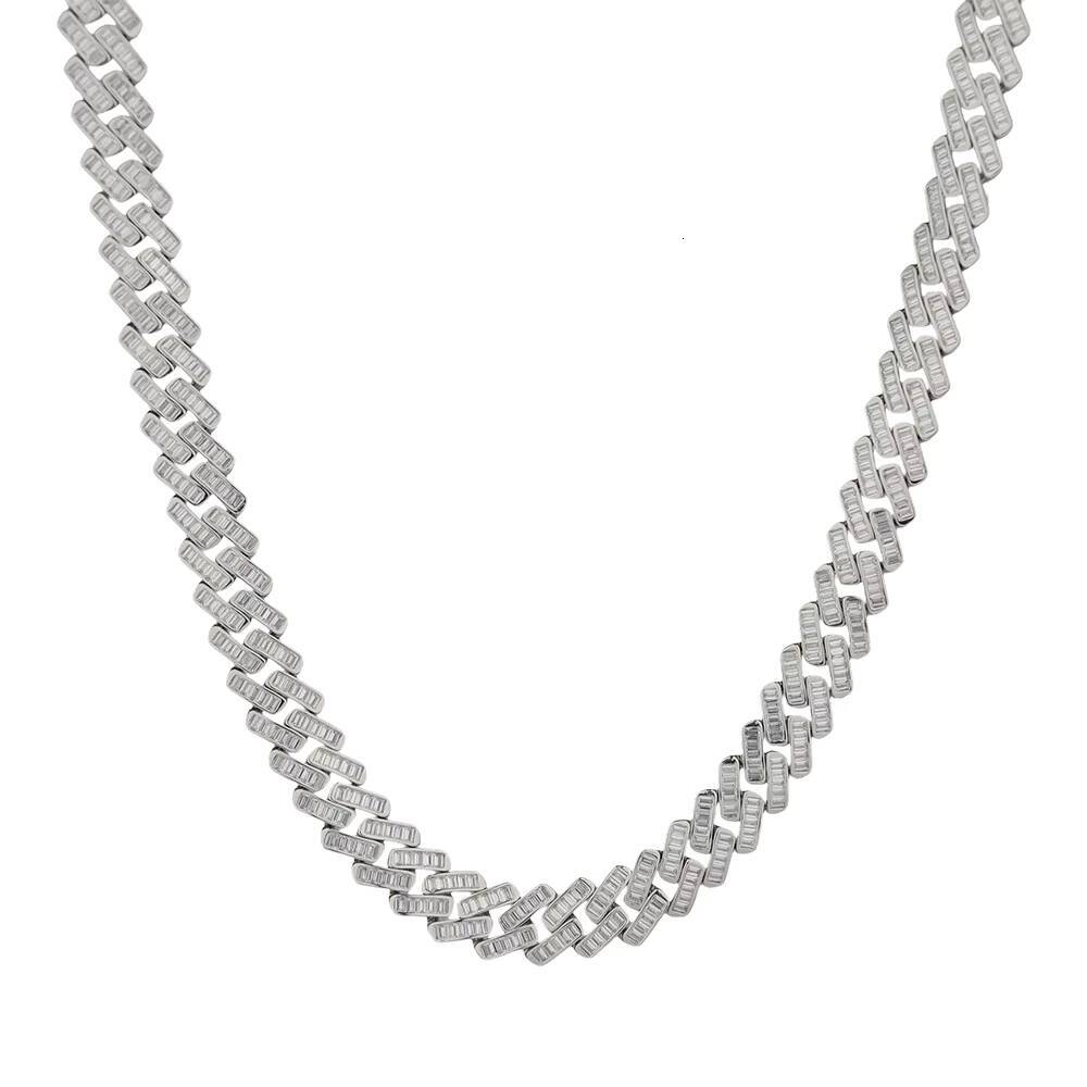 Moissanite Zircon 9k 14k 18k Gold Plated Silver Fashion VVS Hiphop 10mm 13mm Custom Unisex Cuban Link Chain Bracelet Necklace