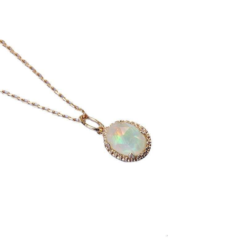DHpet Sterling Sier Lace Pendant for Women Agete Opal White Crystal Double-Sided Necklace New Jewelry