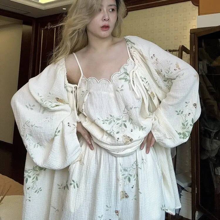 2025 New Spring and Autumn Women's Cotton design Pajama Set Printed Home Clothes Long Sleeve Spaggehtti Designer Strap Pants Home Clothes