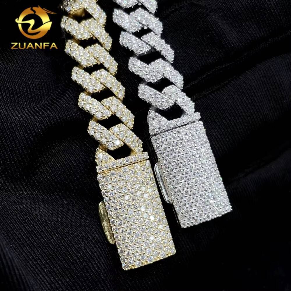 RTS Hot Selling Fast Shipping Pass Diamond Tester Hip Hop Jewelry 10mm Moissanite Cuban Link 925 Silver Iced Out Cuban Bracelet