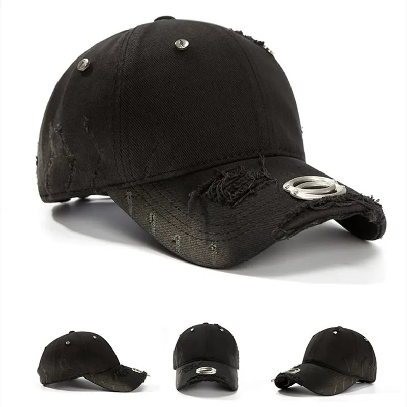 Washed Ripped Vintage Baseball Cap Men Women Hip Hop Punk Rock Denim Hat Street Casual Casquette 250905